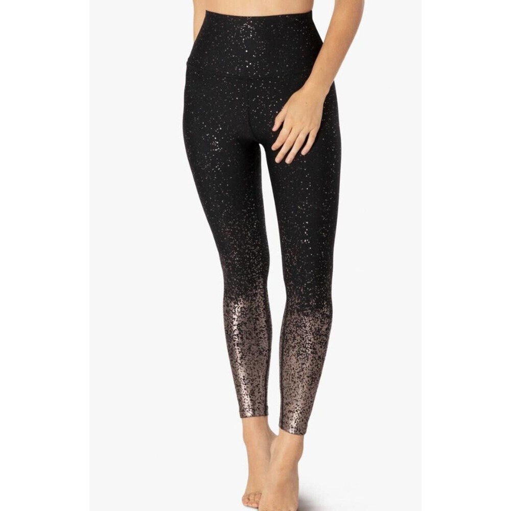 ✨2/$20 Beyond Yoga Alloy Ombre Speckled Midi Leggings Small Logo JLo Sparkle - Picture 15 of 16